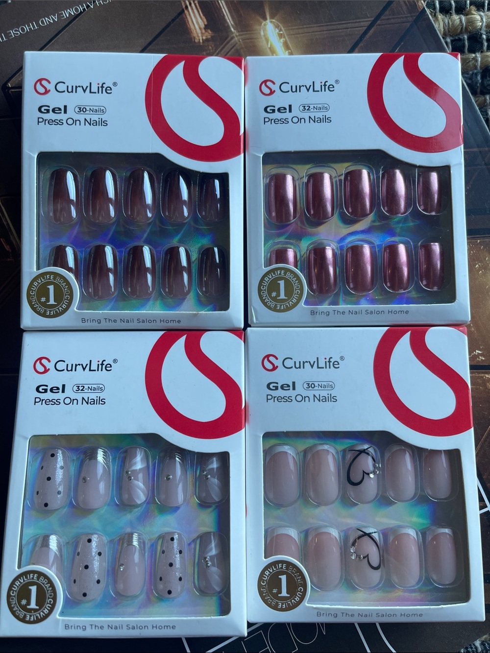 Gel Press-On Nails - Pink/Brown Assorted Styles CurvLife